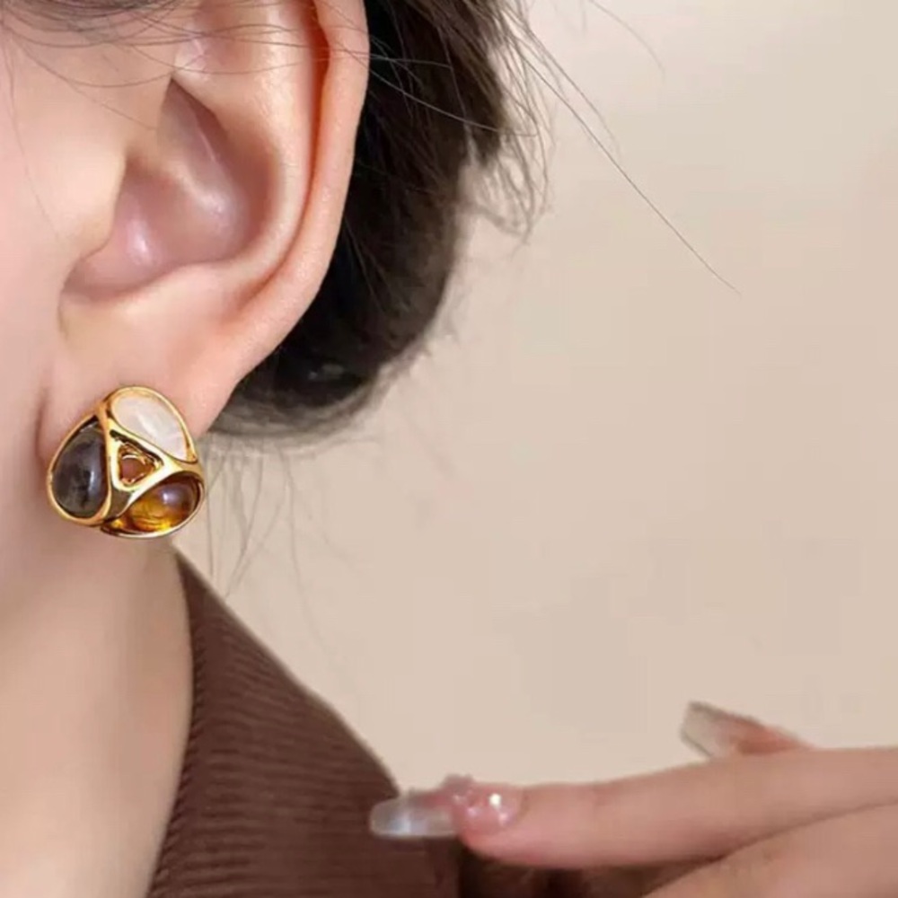 ✨Elegant Gold and Multicolor Earrings - Picture 7 of 8